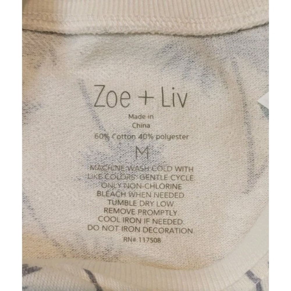 ZOE + LIV NWT PALM TREE LONG SLEEVE CROP TOP WOMENS SIZE MEDIUM - Picture 3 of 4